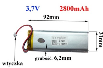 Akumulator Bateria GPS RC 702890 2800mAh