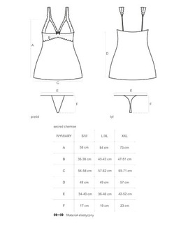 Koszulka nocna satynowa z koronką + stringi OBSESSIVE Secred S/M