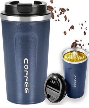 KUBEK TERMICZNY DO SAMOCHODU TERMOS 510ML LCD SMART NA KAWĘ NIEBIESKI