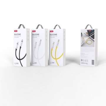 XO Kabel USB-C do USB-C 1m 60W mocny wytrzymały żółty
