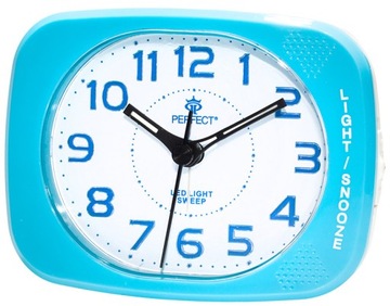 Zegar budzik Perfect odcienie niebieskiego 10,5cm + 1x Bateria AA