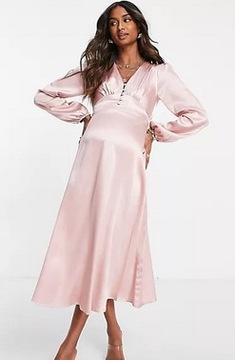 MATERNITY SUKIENKA SATYNOWA MIDI S 534