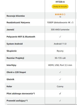 LQWELL HY320 Мини-проектор для домашнего кинотеатра 1080P 4K Wi-Fi 5G BT5.0 Android 11