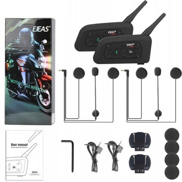 2x INTERKOM INTERCOM MOTOCYKLOWY EJEAS V6 PRO Bluetooth 5.1 NA KASK