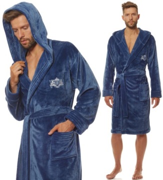 SPORTOWY WYJĄTKOWY MIŁY SZLAFROK MĘSKI Z KAPTUREM M