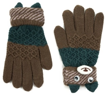 Zimowe kolorowe rękawiczki dziecięce misie Winter teddy rk23334-4