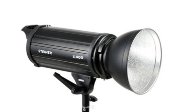 PROFESJONALNA LAMPA STUDYJNA BŁYSKOWA 400Ws STEINER X-400 GN65 BOWENS KLOSZ