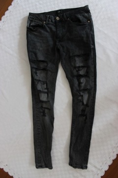 RIVER ISLAND spodnie rurki dziury skinny 32/32