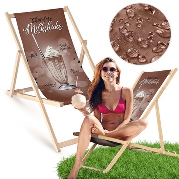 Leżak OGRODOWY DRAWNIANY Czarny CHOCOLATE MILKSHAKE na PLAŻĘ TARAS BALKON