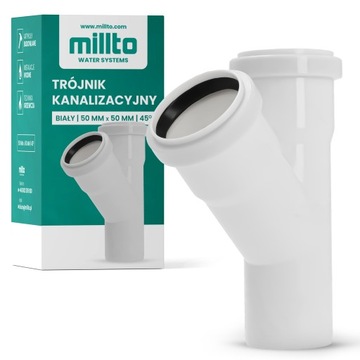 Trójnik KANALIZACYJNY 50x50 mm 45° PCV PP Wody ŁĄCZNIK Złączka Kształtka