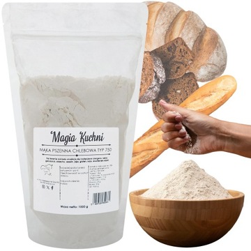 Mąka typ 750 1kg PSZENNA CHLEBOWA do chleba JASNA