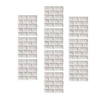 10x Panele ścienne 3D, odklejane i przyklejane Dekoracje ścienne wewnętrzne Sztuczna cegła 5 mm biała
