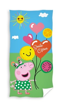 RĘCZNIK PLAŻOWY 70X140 świnka Peppa Smile balony