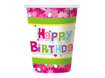 Стаканчики одноразові Happy Birthday рожеві 6 шт.