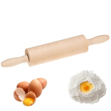 WAŁEK DREWNIANY DO CIASTA 39CM KUCHENNY RUCHOMY