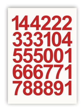 Красный Алфавит, Цифры 50мм, самоклеющиеся