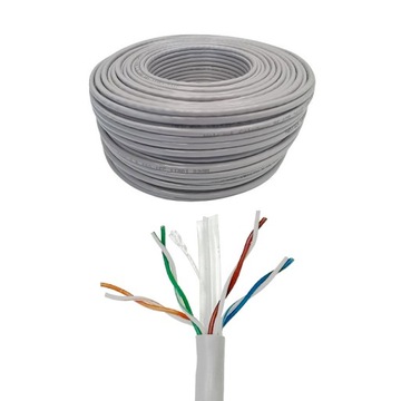 Kabel sieciowy LAN kat. 6 UTP, 305m, CCA, Netrack, szary