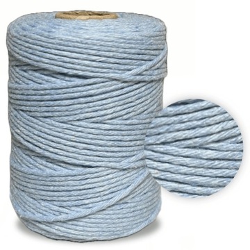 Sznurek BAWEŁNIANY do MAKRAMY - BŁĘKITNY 150m 2mm