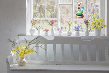 NAKLEJKA WIELKANOCNA NA OKNO ZAJĄCZEK ŚMIESZEK 05A