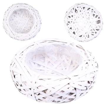 WIKLINOWY KOSZYK BIAŁA OSŁONKA NA KWIATY STROIK PLECIONA DEKORACJA 30 cm