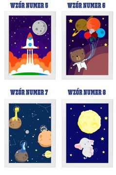 PLAKAT A4 OBRAZEK DLA DZIECKA KOSMOS PLANETY RAMKA