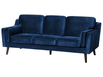 SOFA KANAPA DLA 3 OSÓB DO SALONU BIURA 204 X 83 CM WELUROWA NIEBIESKA LOKKA