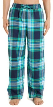 TEZENIS spodnie piżama męska dół krata zielony/niebieski flanela S
