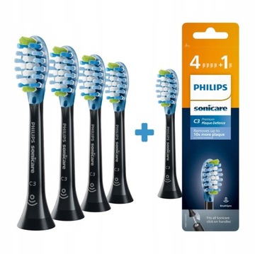 5x Końcówki Philips Sonicare C3 Premium Plaque Defence czarne HX9045/33