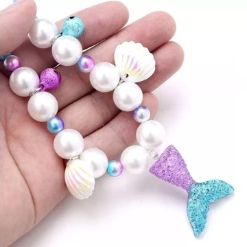 ОЖЕРЕЛЬЕ БРАСЛЕТ СЕРЬГИ КОРОНА АРИЭЛЬ РУСАЛОЧКА НАБОР 5 ШТ.