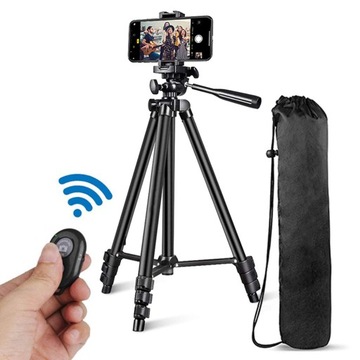 STATYW STOJAK FOTOGRAFICZNY UCHWYT NA TELEFON TRIPOD PILOT BLUETOOTH 128 CM