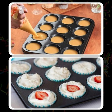 СИЛИКОНОВЫЙ ПРОТИВЕНЬ ДЛЯ МАФФИНОВ НА 12 МАФФИНОВ, ЧЕРНЫЙ ГИБКИЙ