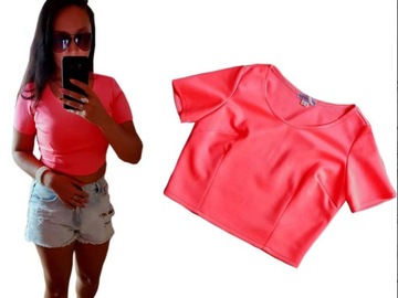 Damski BIAŁY TOP Topik KRÓTKA BLUZKA krótki rękaw S/M