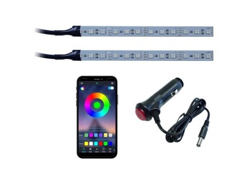 Oświetlenie wnętrza auta RGB 2x12LED BLUETOOTH