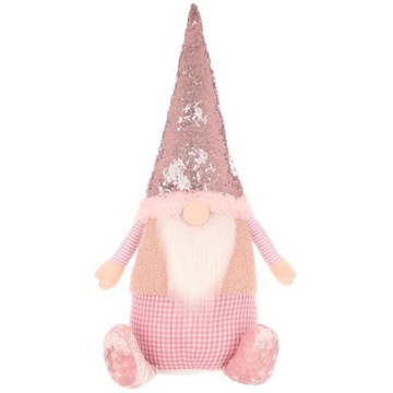 РОЖДЕСТВЕНСКОЕ УКРАШЕНИЕ САНТА ЭЛЬФИНИ ДЕКОРАТИВНОЕ С БАЙЕТКАМИ 50СМ РОЗОВОЕ