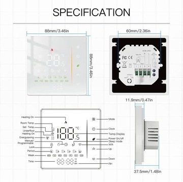 Цифровой программируемый термостат TUYA Zigbee GA