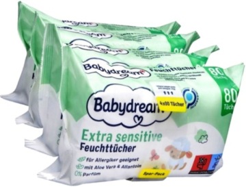 BABYDREAM CHUSTECZKI NAWILŻONE Z ALOESEM 320 szt.