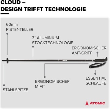 Атомальные горнолыжные лыжные лыжи алюминиевые лыжи палки
