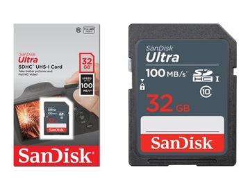 Карта памяти Sandisk Ultra SDHC 32 ГБ UHS-I, класс 10 (100 МБ/с)