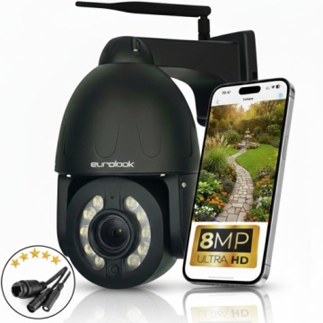 Bezdrátová Otočná Venkovní Wifi Kamera 8MPX Uhd 5X Zoom Aplikace Ir