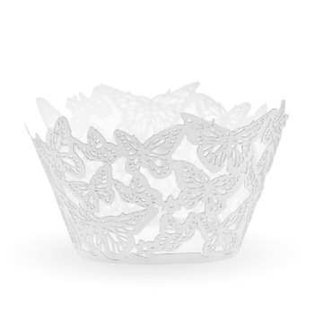 PAPILOTKI NA MUFFINKI białe złote KOMUNIA 6szt