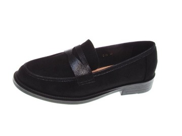 DAMSKIE MOKASYNY PÓŁBUTY ZAMSZOWE Black r.39