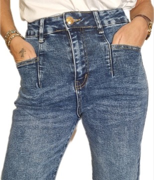 Spodnie Damskie Jeansy Wyszczuplające Dzwony Modelujące roz 36