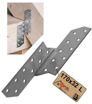 LK1 KĄTOWNIK PŁATWIOWY KROKWIOWY ŁĄCZNIK MONTAŻOWY CIESIELSKI 170x32X2 LEWY