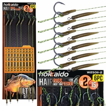 KARPIOWY PRZYPON szt 6 Z WŁOSEM PLECIONKA HAK r 2