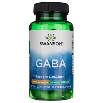 Swanson GABA 750 mg Nerwy Stres 60 kapsułek
