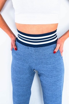 Stylowe damskie spodnie bawełniane dzwony szeroka nogawka wysoki stan XL