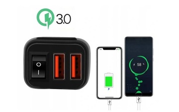 Зарядное устройство для двигателя USB QC 3.0, переключатель вкл./выкл. AV6_1