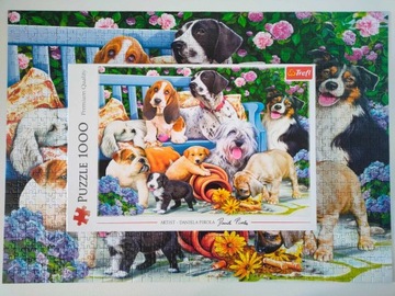 Puzzle Trefl Puzzle 1000 elementów Puzzle Psy w ogrodzie