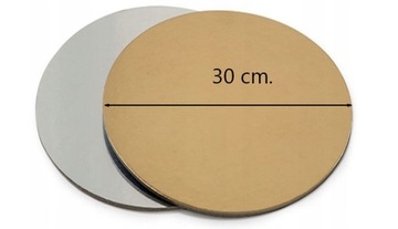 PODKŁAD POD TORT PIĘTROWY NA CIASTO OKRĄGŁY DWUSTRONNY ZŁOTY SREBRNY 30 cm