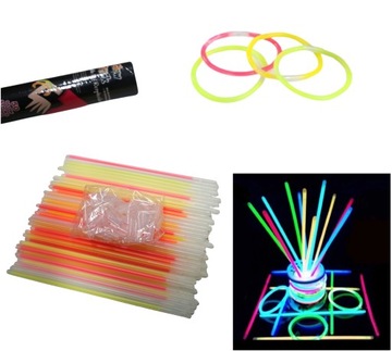 ŚWIECĄCE FLUORESCENCYJNE LED PATYCZKI PAŁKI 50SZT ŚWIATŁO PATYKI RURKI GRA